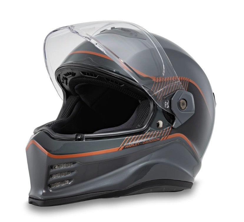 ハーレーダビッドソン Harley Davidson USAヘルメット Division X15 Sunshield Full Face Helmet　グレイ/オレンジ （98117-24vx）
