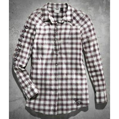 Harley Davidson ハーレーダビッドソン レディース ロングスリーブ ★　Women's Embellished Wing Plaid Shirt（サイズ　M）