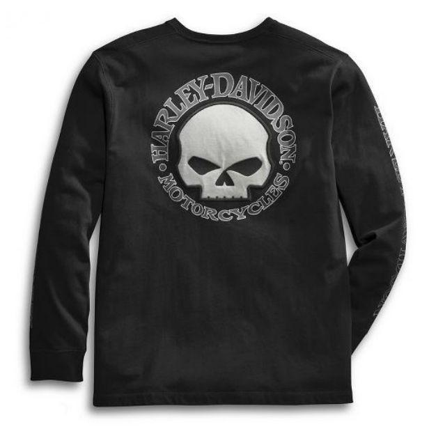 ハーレーダビッドソン　メンズ　ロングスリーブ シャツ　●　Harley-Davidson Men's Skull Long Sleeve Tee - Black（サイズ　L）