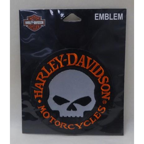 Harley Davidson ハーレーダビッドソン　パッチ/エンブレム　中 ● EMBLEM, REFLECTIVE, HUBCA 　ブラック/オレンジ/ホワイト